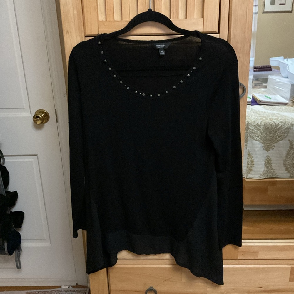 Simply Vera Vera Wang Black Long Sleeve Top